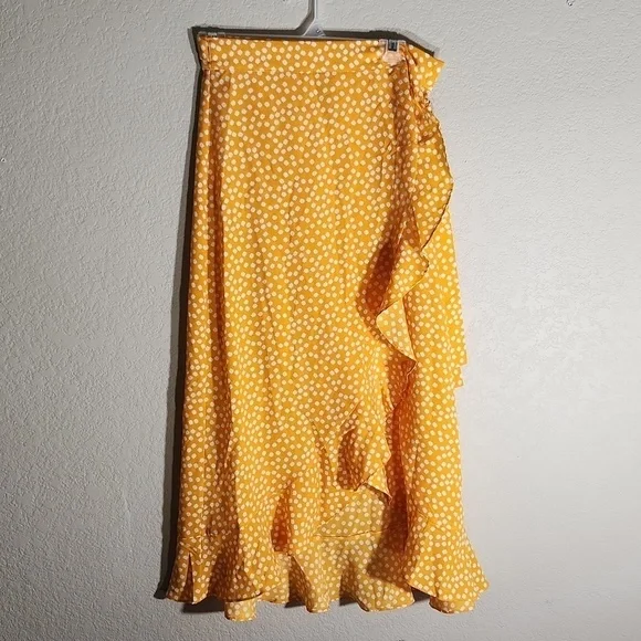 Shein Skirt Long Maxi Floral Golden Yellow Large