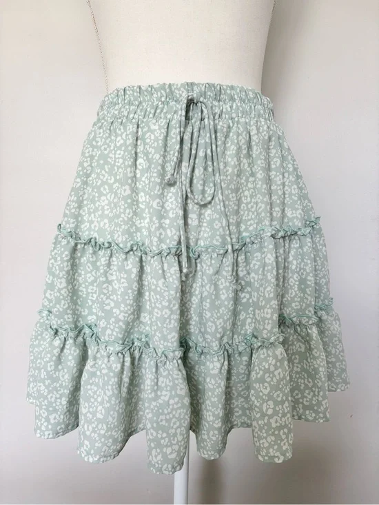 Altar'd State Mint Green Printed Ruffle Skirt