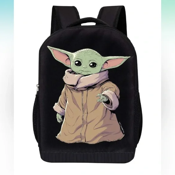 STAR WARS BLACK MANDALORIAN CHILD STANDING 18‎ INCH MESH PADDED LAPTOP BACKPACK