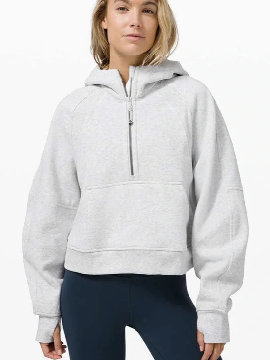 Lululemon Scuba Oversized 1/2 Zip Hoodie Heathered Core Ultra Grey Size XS/S