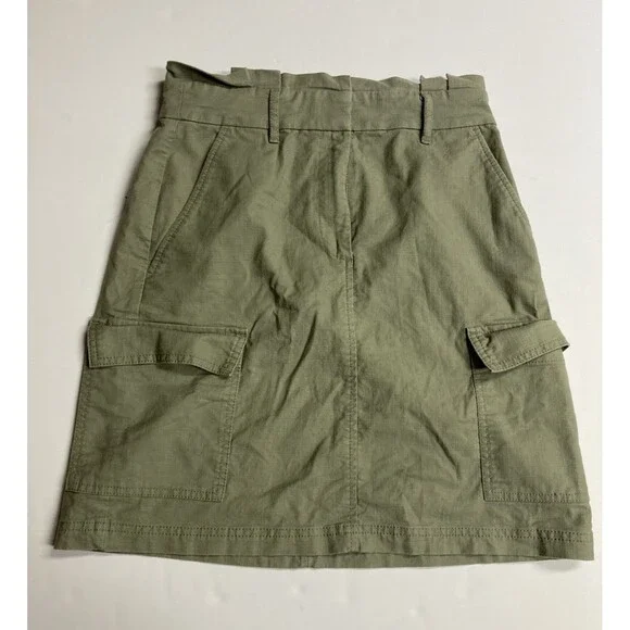 LOFT Women's Olive Green Cargo Skirt Size 2 High Rise Short Pockets