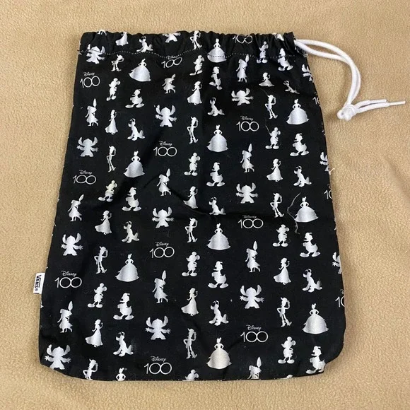 Vans Disney 100th Anniversary Drawstring Kids Shoe Bag Black White‎ EUC