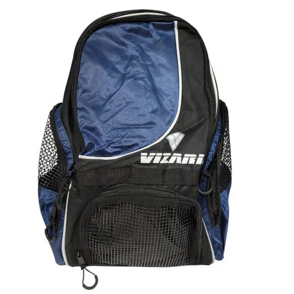 VIZARI Youth Solano Soccer Sport Backpack Equipment Bag‎ Blue Black Pockets NEW