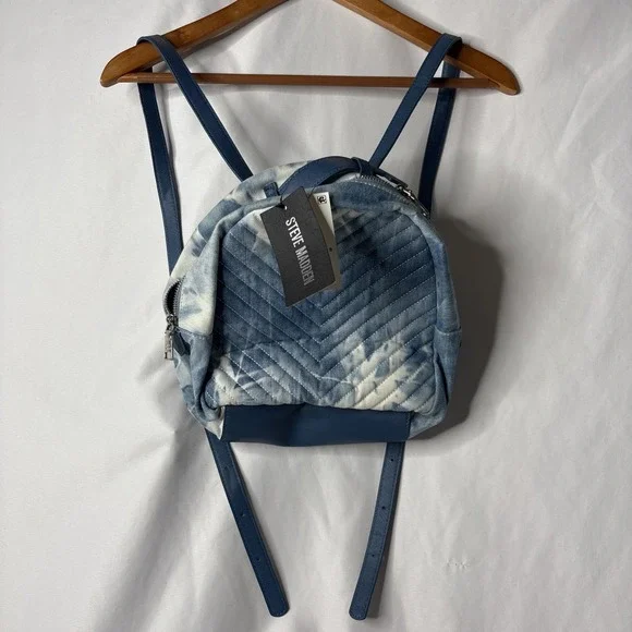 Steve Madden Bjosie Tie Dye Small‎ Backpack Youth Denim Blue White NEW
