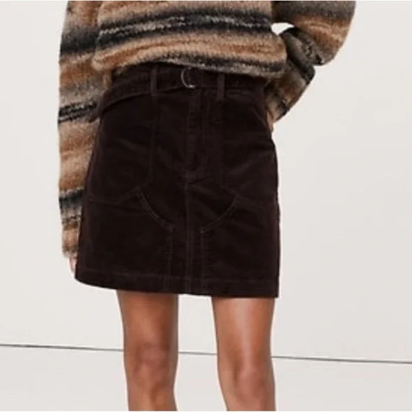 Banana‎ Republic Corduroy Belted Mini Skirt Size 2 NEW Brown MSRP $100 Casual