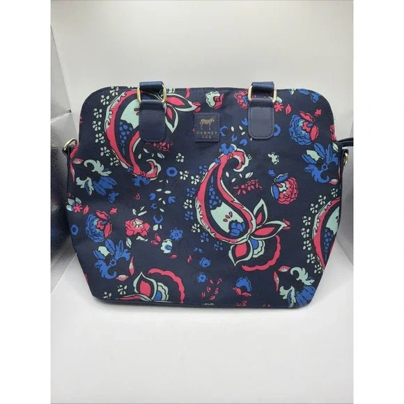Dabney Lee Paisley Floral Insulated Lunch Bag‎ Navy Travel Tote