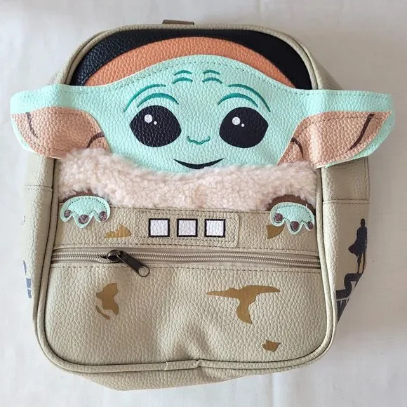 NWT Star Wars Mandalorian Grogu Mini Backpack Baby Yoda Faux Fur Cosplay Bag
