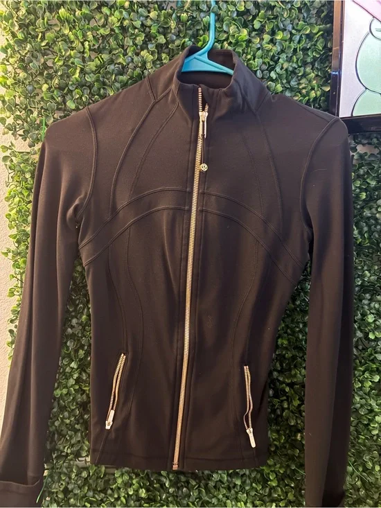lululemon athletica Black Bomber Jacket with Gold Zippers