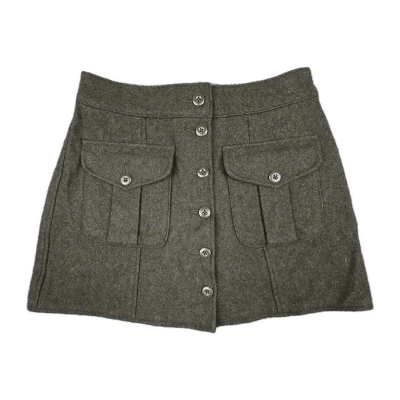 Abercrombie & Fitch Wool Mini Skirt Womens Y2K 90s‎ Grunge Button Front Medium