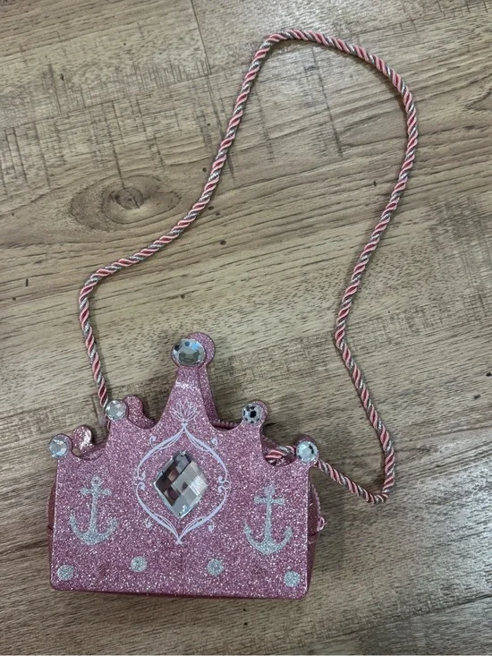 Disney Pink Glitter Princess Crown Crossbody Bag