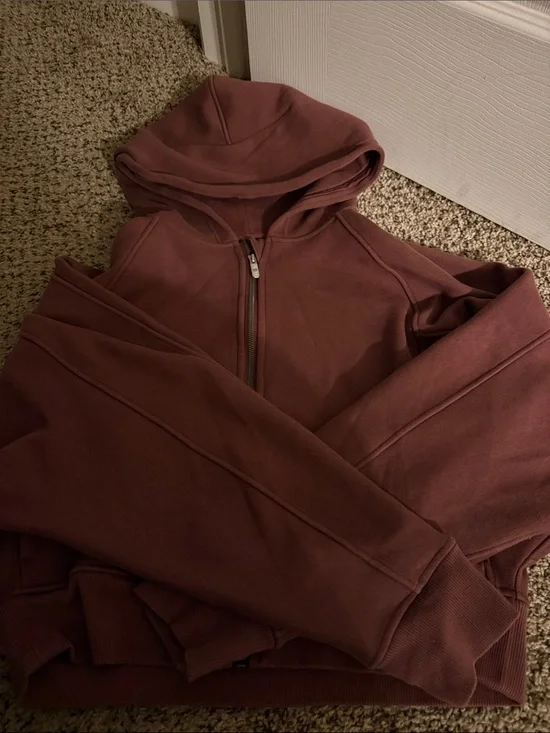 Lululemon Scuba Cropped Full Zip Hoodie Brown Size 12