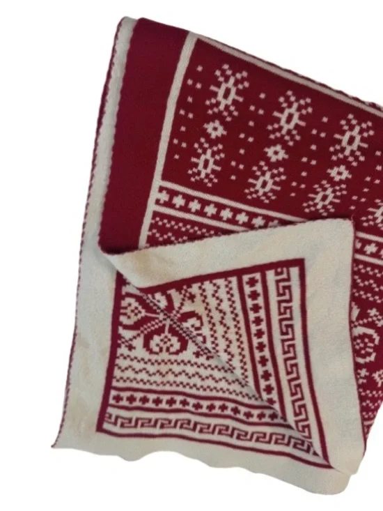 Red & Cream Christmas Knit Throw Blanket