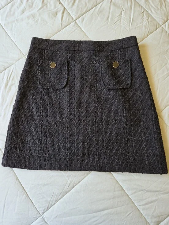 Maison d'Amélie Paris Black Textured Tweed Pocket Mini Skirt Size US 6 EUC