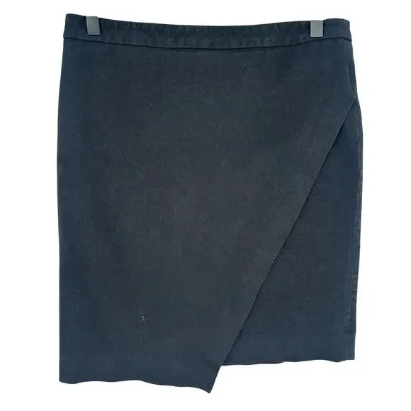 Banana Republic Black Wrap Pencil Skirt 6 Business Casual Office Bi Stretch Zip