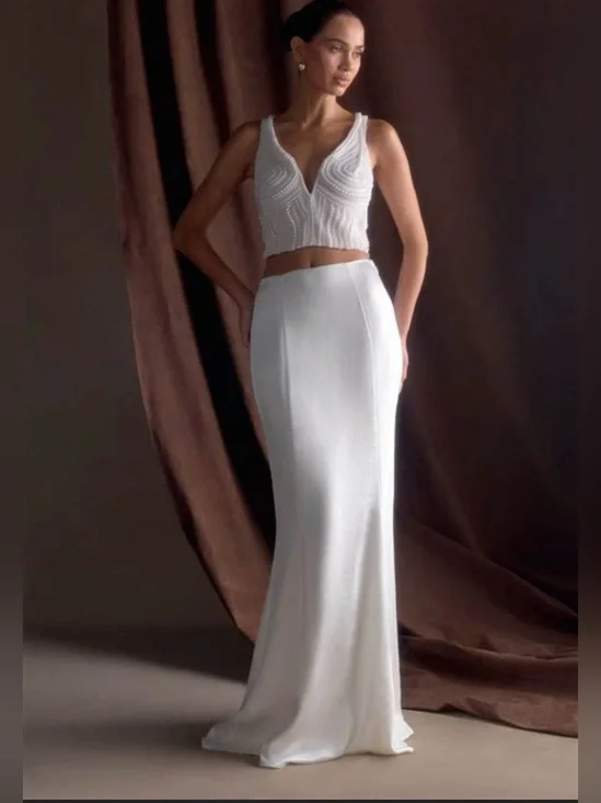 Meshki White Satin Maxi Skirt - XS - NWT