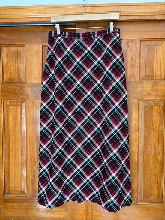 Hanna Andersson Tartan Plaid Full Length Skirt Red Black White Women’s 14‎
