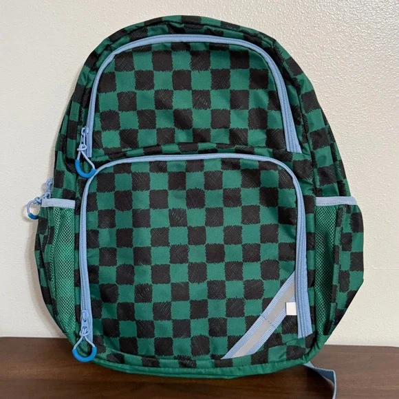 Cat & Jack Backpack Kids Green Black Checkered NWT Laptop Sleeve