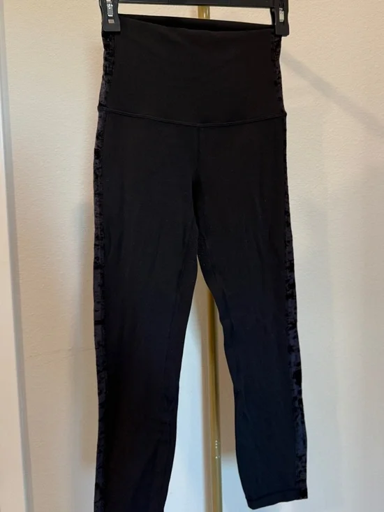Lululemon Align leggings - high waist black leggings w velvet side trim (size 4)