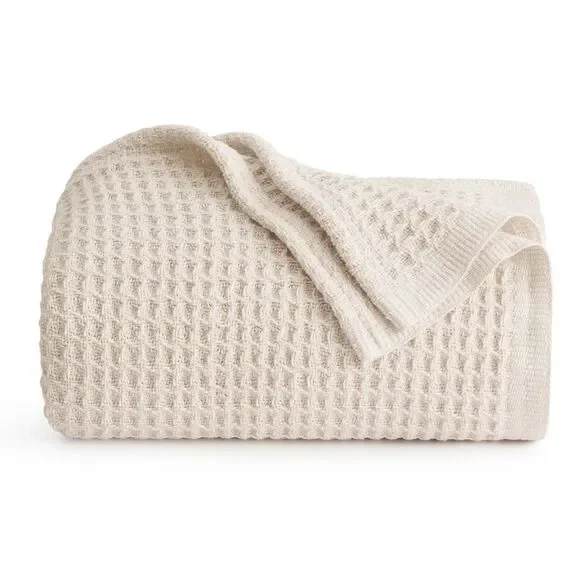 Bedsure -  Waffle Weave 100% Cotton Blanket Twin Extr Beige