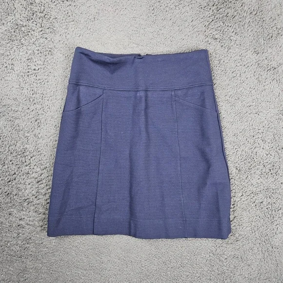 Maeve Anthropologie Navy Blue Textured Knit Mini Skirt Pockets‎ Small
