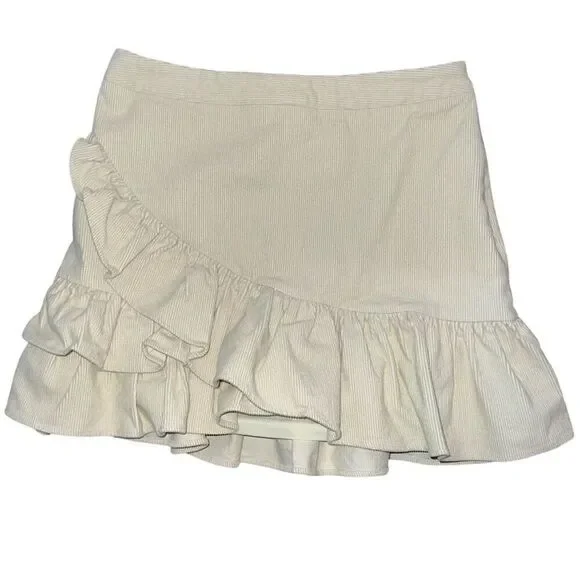 ALTAR’D STATE Cream Corduroy Ruffled Mini Skirt Size L