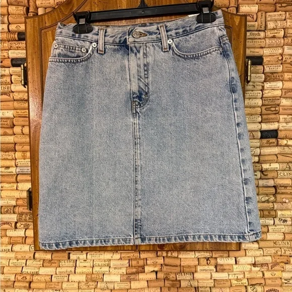 Vintage 90s Tommy Hilfiger stone wash cotton midi denim skirt size 4