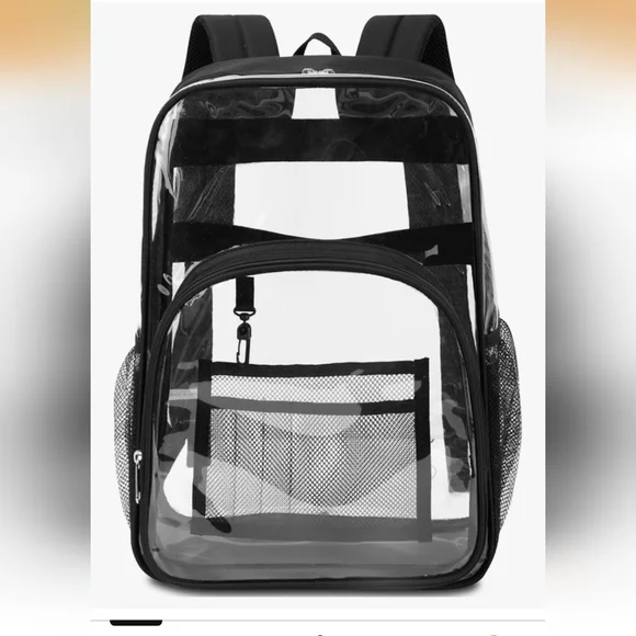 2 Clear Backpacks Black Trim