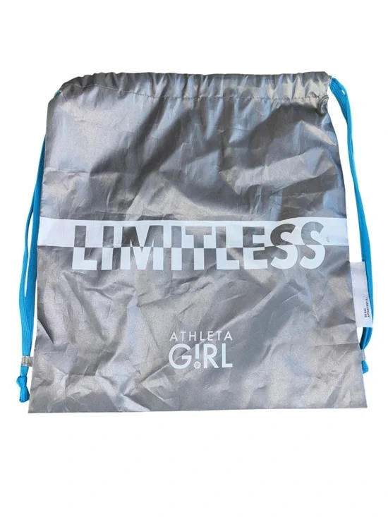 Athleta Silver 'LIMITLESS' Drawstring Bag with Blue Cords