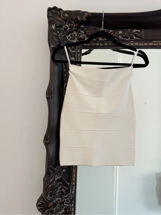 BCBGMaxAzria Ivory Textured Bandage Mini Dress