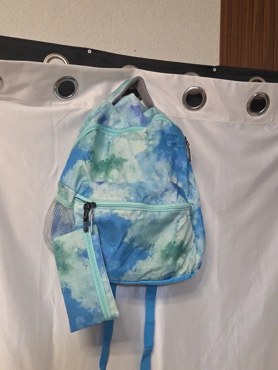 Blue Green Tie-Dye Mini Backpack Whith Small Pencil Bag