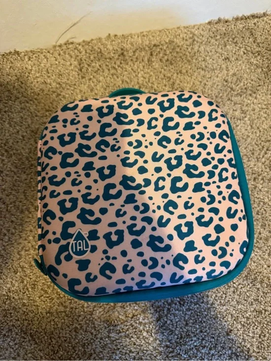 Kids Leopard Print Pink and Teal Lunch Bag
