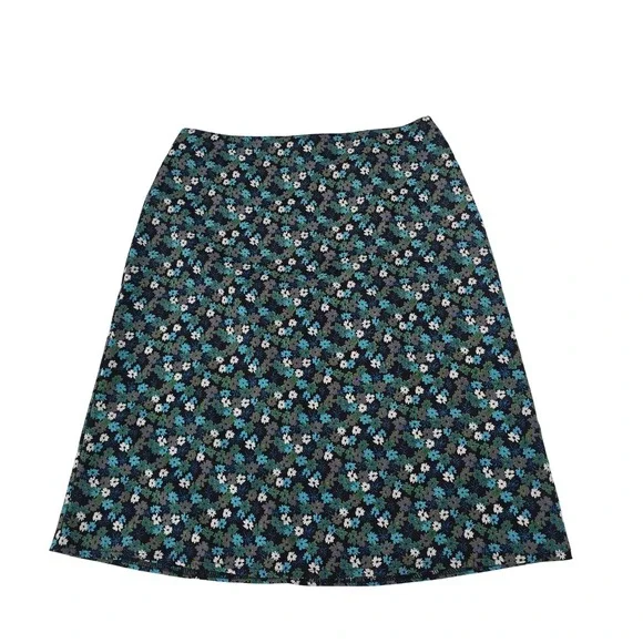 Exact Change‎ Womens Floral Midi Skirt Navy Blue Daisy A-Line Size 5 Made in USA