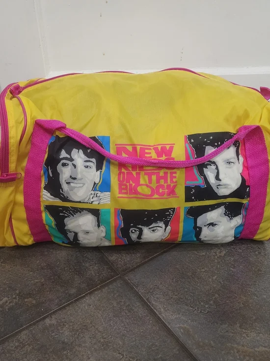 Vintage 1990 New Kids On The Block Overnight Travel Sleeping Bag Case Duffel Bag