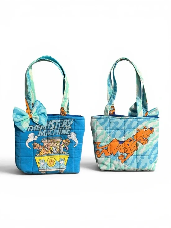 Blue Scooby-Doo Kids Tote Bag with Bow - Cartoon Mystery Machine