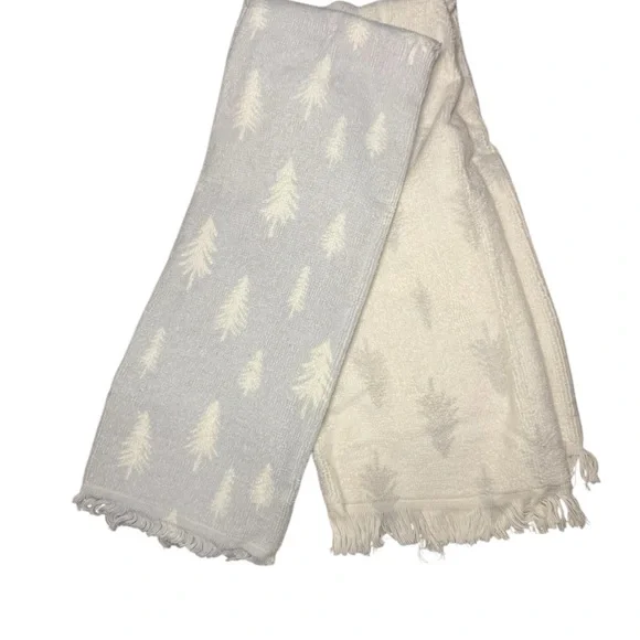 Target Wondershop 2 pk Scattered Trees Hand Towels Gray/White