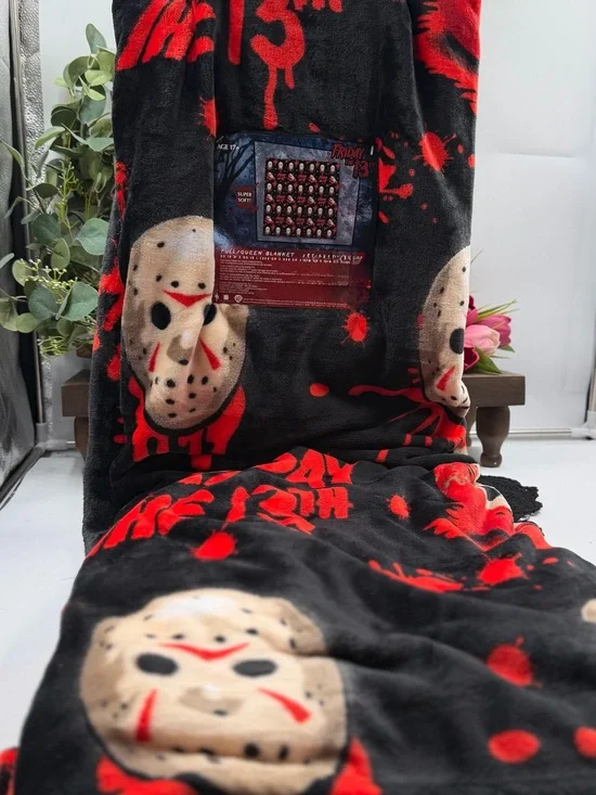 New 2026 Friday the 13th Jason Plush Full/Queen Blanket 90x90 Viral NWT