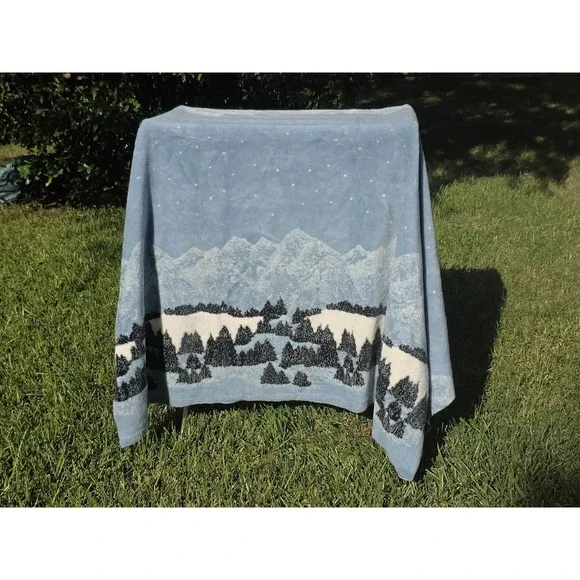 Mountain Forest Throw Blanket Winter Snow Landscape Cabin Lodge Decor