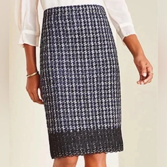 Ann Taylor‎ Tweed Lace Hem Pencil Skirt