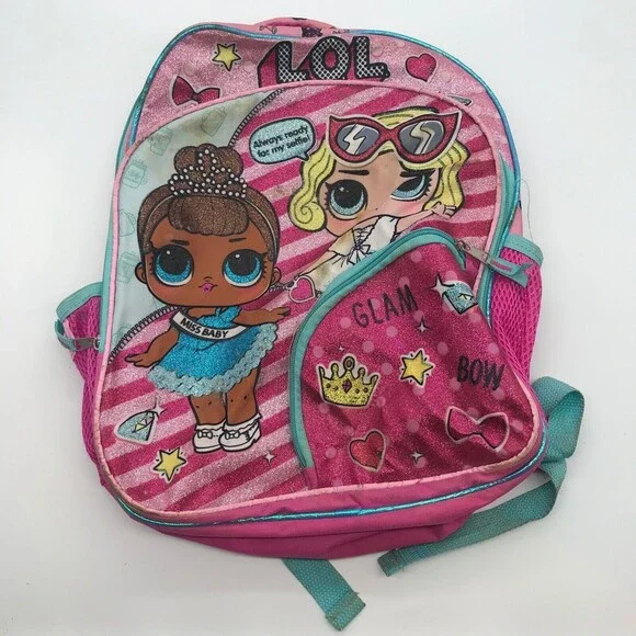 LOL Surprise! Backpack Girl's School Book Bag Pink Glitter Glam Bling