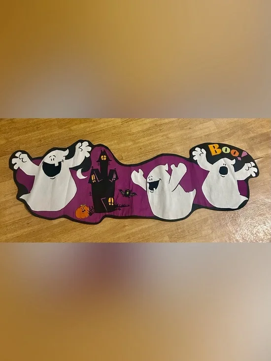 Adorable Halloween “BOO” Ghost Table Runner  12”-14” width x 41 1/2”