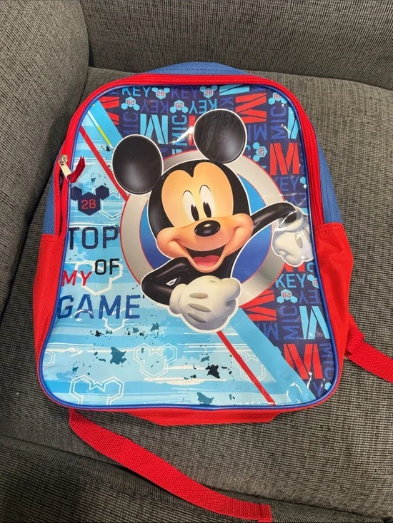 Disney Mickey Mouse Backpack in Blue & Red with Playful Graphic