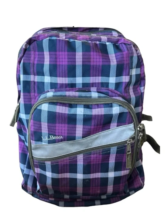 L..L. BEAN Deluxe Reflective Kids Backpack Purple Nylon School Travel