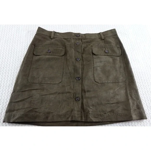 Banana Rep Green Vegan Suede Mini Skirt Size 16