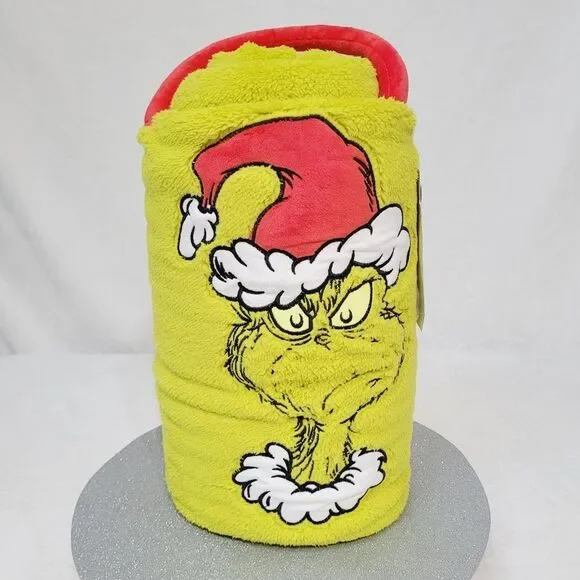 Snowpinions Angry Santa Grinch Throw Blanket Dr Seuss Portable 60 x 45 New