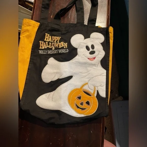 Walt Disney World Happy Halloween Mickey Mouse Ghost Trick Or Treat Tote Bag