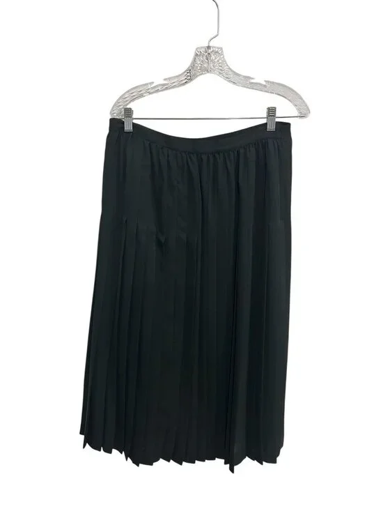 Encore 12 Black Pleated Midi Skirt Polyester Minimalist Timeless Style