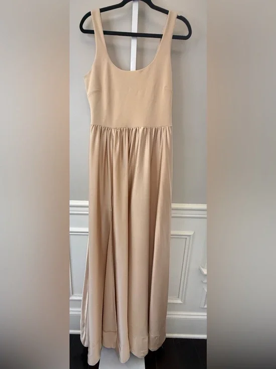 Show Me Your MuMu Beige Satin Maxi Dress XL Sleeveless Scoop Neck