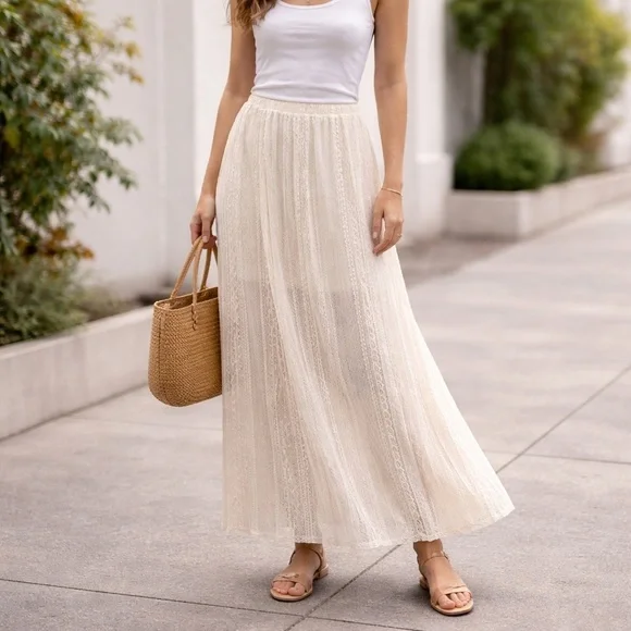 Forever 21 “No Comment” Lace Layered Maxi Skirt NWT | Pull-On