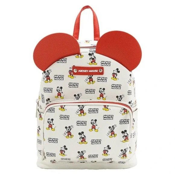 Disney Mickey Mouse Mini Backpack Kids White Red 3D Ears Theme Park Character
