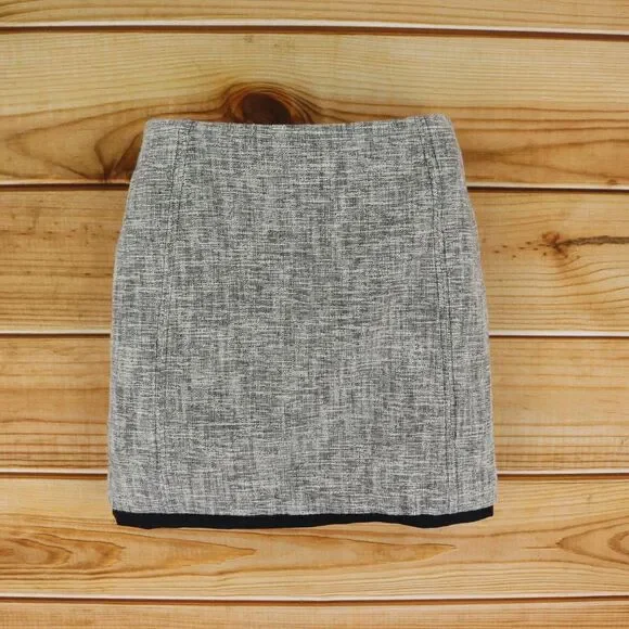 Ann Taylor LOFT A-Line Skirt Womens 00P‎ Gray Heathered Cotton Lined Zip Closure